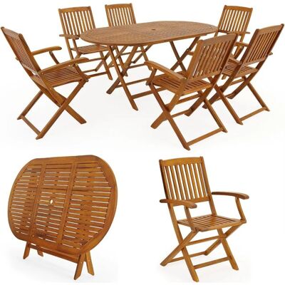 Set da giardino Casaria Boston 7 pezzi in legno di acacia Set da giardino Casaria Boston 7 pezzi in legno di acacia