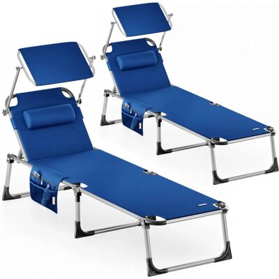 Casaria Sonnenliege Malta 2er-Set Blau 210x61x35cm Alu Sonnendach Casaria Sonnenliege Malta 2er-Set Blau 210x61x35cm Alu Sonnendach
