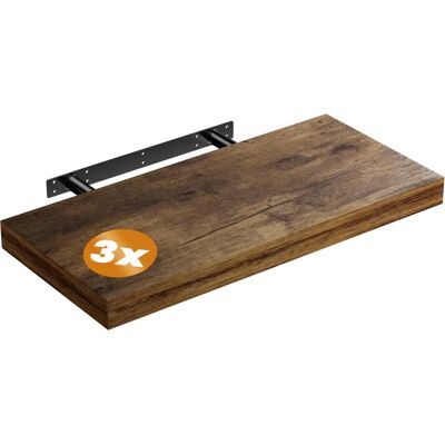 Casaria Mensola a Parete Set da 3 - Rovere Scuro Rustico Casaria Mensola a Parete Set da 3 - Rovere Scuro Rustico