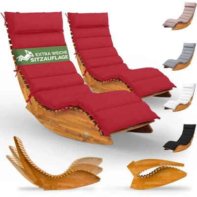 Casaria Java Saunaliege - FSC Akazie - Rot Kissen - Lie Casaria Java Saunaliege - FSC Akazie - Rot Kissen - Lie