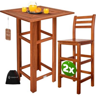Casaria Akazienholz Bar Set - Rustik Innen & Außen Casaria Akazienholz Bar Set - Rustik Innen & Außen
