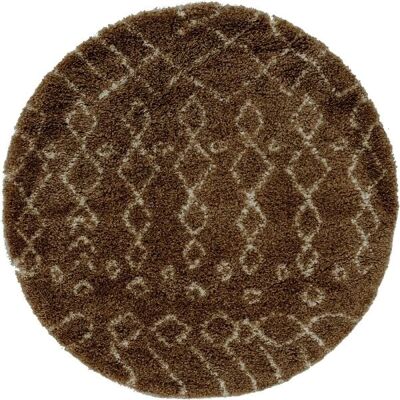 MYFLAIR Temara Shag Teppich - Braun Gemustert Runde MYFLAIR Temara Shag Teppich - Braun Gemustert Runde
