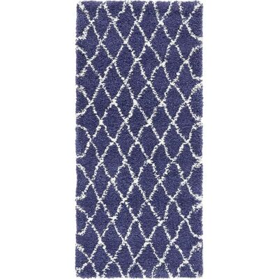 MYFLAIR MÖBEL & ACCESSOIRES Temara Shag - 79x183cm, dunkelblau, elfenbein MYFLAIR MÖBEL & ACCESSOIRES Temara Shag - 79x183cm, dunkelblau, elfenbein