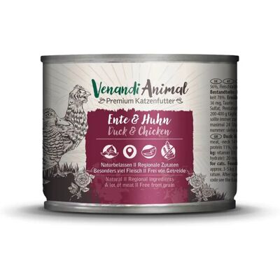 Venandi Animal Adult Cat - Canard & Poulet - 24 x 200 g Venandi Animal Adult Cat - Canard & Poulet - 24 x 200 g
