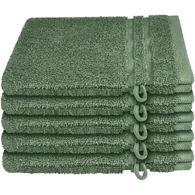 Schiesser Milano 5er Set grüne Baumwoll-Waschlappen Schiesser Milano 5er Set grüne Baumwoll-Waschlappen