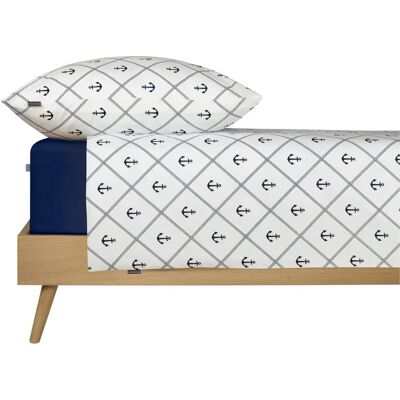 SCHIESSER Nola - Weiß-Dunkelblau - 135x200/80x80 - Bettwäsche SCHIESSER Nola - Weiß-Dunkelblau - 135x200/80x80 - Bettwäsche