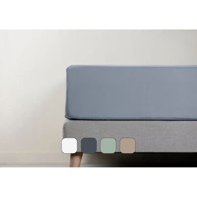 Emma - Bed Linen Percale Fitted Sheet 200 TC 090x190 - 90x190 - Dark Grey - Fitted Sheet - Publicité Emma - Bed Linen Percale Fitted Sheet 200 TC 090x190 - 90x190 - Dark Grey - Fitted Sheet - Publicité