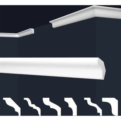 Corniche Murale et de Plafond Marbet Design - E-3 / 22x25mm - Blanc - Finiture décorative - Publicité Corniche Murale et de Plafond Marbet Design - E-3 / 22x25mm - Blanc - Finiture décorative - Publicité