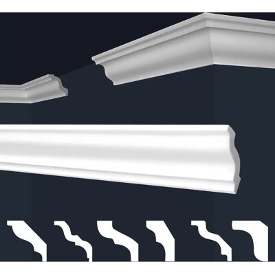 Marbet Design Corniche - E-5 - 40x45mm - 2m - Blanc - Moulure architecturale - Publicité Marbet Design Corniche - E-5 - 40x45mm - 2m - Blanc - Moulure architecturale - Publicité