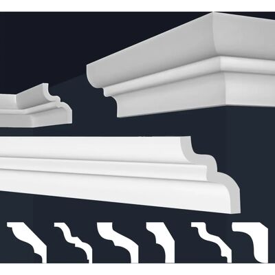 Marbet Design Profil en stuc blanc E-9 - Profil décoratif pour murs et plafonds - Publicité Marbet Design Profil en stuc blanc E-9 - Profil décoratif pour murs et plafonds - Publicité