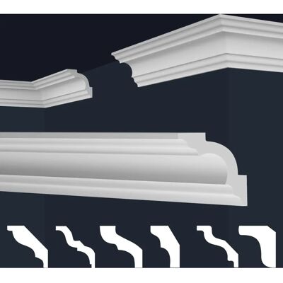 Marbet DESIGN - Moulure en polystyrène blanc pour plafond et murs - E-14 - 50x50 mm - 2m - Publicité Marbet DESIGN - Moulure en polystyrène blanc pour plafond et murs - E-14 - 50x50 mm - 2m - Publicité