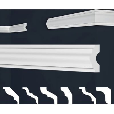 Marbet Design Moulures en XPS Blanches pour Murs et Plafonds - 19x38mm, 2m - Publicité Marbet Design Moulures en XPS Blanches pour Murs et Plafonds - 19x38mm, 2m - Publicité