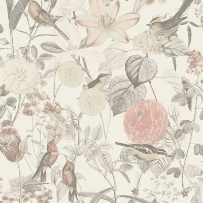 Profhome 372762-GU Floral Wallcovering - Non-woven, Matt, Grey & Pink Profhome 372762-GU Floral Wallcovering - Non-woven, Matt, Grey & Pink