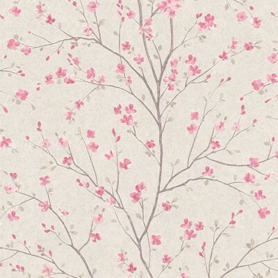 Profhome 379121-GU Pink Floral Pattern Non-woven Wallpaper - Wallpaper Profhome 379121-GU Pink Floral Pattern Non-woven Wallpaper - Wallpaper