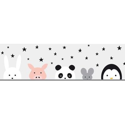 Borde de papel pintado con patrón de animales - Autoadhesivo, Texturizado, Mate - 0,15m x 5m Borde de papel pintado con patrón de animales - Autoadhesivo, Texturizado, Mate - 0,15m x 5m