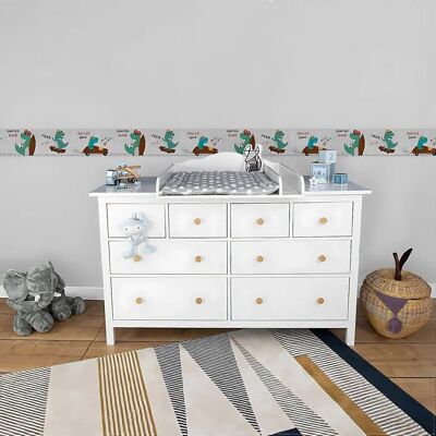 Profhome 403745-GU Animal Pattern Wallpaper Border - Self-Adhesive, Textured, Green, Brown, Grey, White Profhome 403745-GU Animal Pattern Wallpaper Border - Self-Adhesive, Textured, Green, Brown, Grey, White