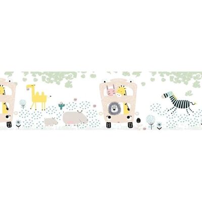 Profhome Animal Pattern Wallpaper Self-Adhesive Border - White, Yellow, Cream, Blue - Wall Decor Profhome Animal Pattern Wallpaper Self-Adhesive Border - White, Yellow, Cream, Blue - Wall Decor