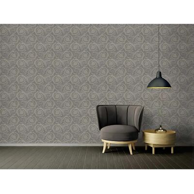 Profhome 935836-GU Silver Grey Brown Floral Textured Wallpaper - Wall Covering Profhome 935836-GU Silver Grey Brown Floral Textured Wallpaper - Wall Covering