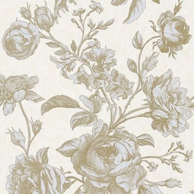 Profhome 387003-GU Floral Wallcovering - Non-woven, Textured, Glittering Cream Profhome 387003-GU Floral Wallcovering - Non-woven, Textured, Glittering Cream