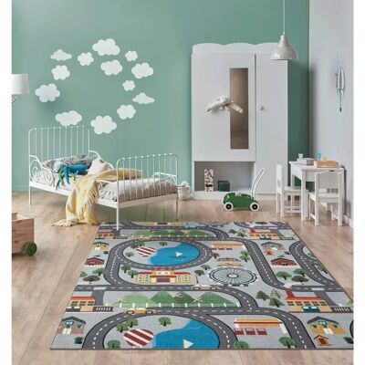 THE CARPET Happy Life Grauer Kinderzimmer Spielteppich - Teppich THE CARPET Happy Life Grauer Kinderzimmer Spielteppich - Teppich