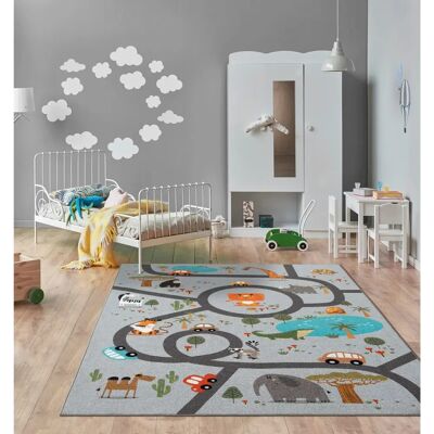 THE CARPET Happy Life Grau 200x290cm Rutschfester Kinderteppich THE CARPET Happy Life Grau 200x290cm Rutschfester Kinderteppich