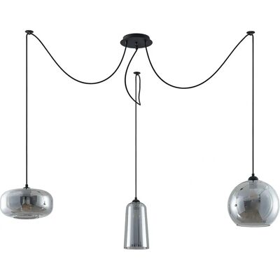 Lucande Zyli Pendellampe - 3 Gläser, Grau Rauch, E27 Lucande Zyli Pendellampe - 3 Gläser, Grau Rauch, E27
