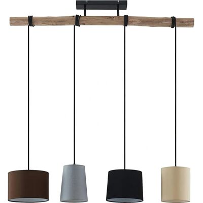 Lindby Amilia Lampada a sospensione - Tessuto, 4 luci, Legno Marrone Lindby Amilia Lampada a sospensione - Tessuto, 4 luci, Legno Marrone