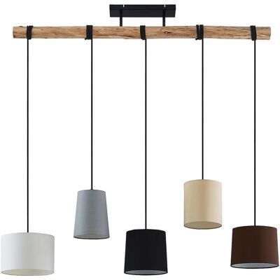 Lindby Amilia Pendant Lamp - Natural Wood & Textile - 5 Lights Lindby Amilia Pendant Lamp - Natural Wood & Textile - 5 Lights