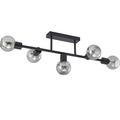 Lindby Biscala Czarna Dymiąca Lampa Sufitowa - Oprawa sufitowa Lindby Biscala Czarna Dymiąca Lampa Sufitowa - Oprawa sufitowa