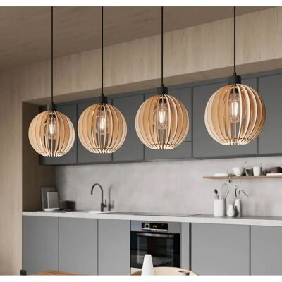 Lampa wisząca Clay Envostar Czarny/Drewno - 4 żarówki Lampa wisząca Clay Envostar Czarny/Drewno - 4 żarówki