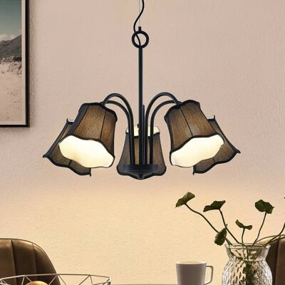 Lucande Binta Pendant Lamp - 5 Lights, Black - Vintage Style Lucande Binta Pendant Lamp - 5 Lights, Black - Vintage Style