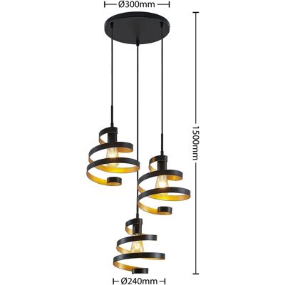 Lindby Model Colten Lampa wisząca - Czarny i Złoty - 3 Żarówki Lindby Model Colten Lampa wisząca - Czarny i Złoty - 3 Żarówki