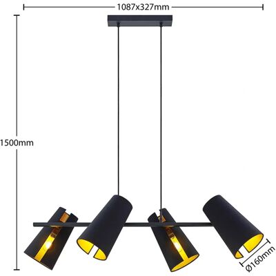 Lampada a sospensione Kemoni di Lucande - Moderna Nero e Oro 4 Luci E27 Lampada a sospensione Kemoni di Lucande - Moderna Nero e Oro 4 Luci E27