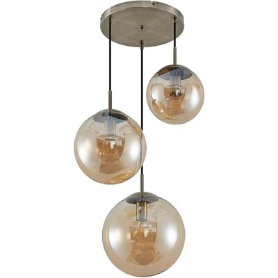 Lindby Lampa wisząca Teeja - Szkło bursztynowe - 3 Światła - Nowoczesny Styl Lindby Lampa wisząca Teeja - Szkło bursztynowe - 3 Światła - Nowoczesny Styl