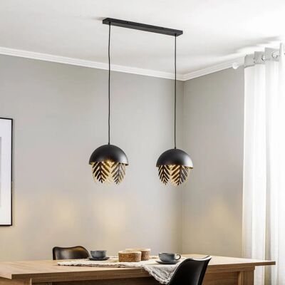 Lampada a sospensione Lucande Aparas - Design foglia - Nero Lampada a sospensione Lucande Aparas - Design foglia - Nero