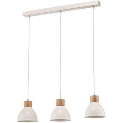 Envostar Tira Pendelleuchte - 3 Lichter, Weiß & Holz-Details Envostar Tira Pendelleuchte - 3 Lichter, Weiß & Holz-Details