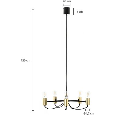 Lindby Modern Black Brass Five-Light Chandelier - Pendant Light Lindby Modern Black Brass Five-Light Chandelier - Pendant Light