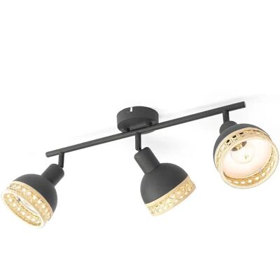 Lindby Lonnaris Vintage 3-Luces Lámpara de Techo de Ratán Lindby Lonnaris Vintage 3-Luces Lámpara de Techo de Ratán
