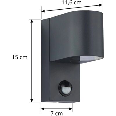 Lámpara de pared exterior Lindby Gelso - Aluminio, GU10, Sensor Lámpara de pared exterior Lindby Gelso - Aluminio, GU10, Sensor