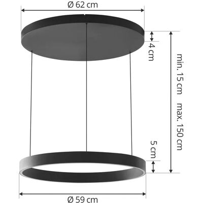 Lucande Philine LED-hänglampa - 60cm Svart Lucande Philine LED-hänglampa - 60cm Svart