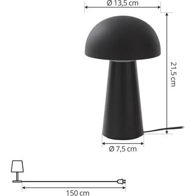 Lampe de table LED rechargeable Zyre de Lindby - IP44, variateur tactile Lampe de table LED rechargeable Zyre de Lindby - IP44, variateur tactile