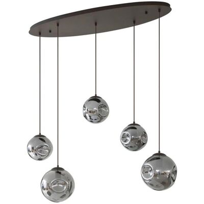 Lindby Valentina Szara Szklana Lampa Wisząca - Żyrandol Lindby Valentina Szara Szklana Lampa Wisząca - Żyrandol