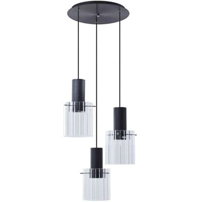 Suspension 'EIrian' Lucande - Verre Transparent Moderne - 3 Lumières Suspension 'EIrian' Lucande - Verre Transparent Moderne - 3 Lumières