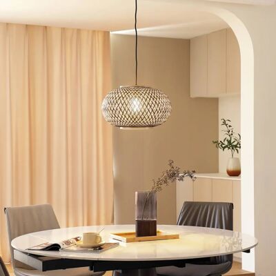 Lampe Suspendue Nerys de Lindby - Bambou & Bois - E27 - Publicité Lampe Suspendue Nerys de Lindby - Bambou & Bois - E27 - Publicité