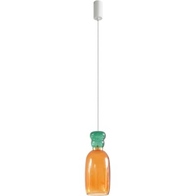 Lucande Fay Suspension Lamp - Modern LED Pendant Light - Orange/Green Lucande Fay Suspension Lamp - Modern LED Pendant Light - Orange/Green
