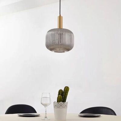 Lampa wisząca szklana 'Doroteo' od Lindby - Szara Lampa wisząca szklana 'Doroteo' od Lindby - Szara