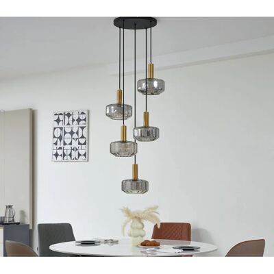 Lindby Hildur Szara Szklana Lampka Wisząca - Lampka wisząca Lindby Hildur Szara Szklana Lampka Wisząca - Lampka wisząca