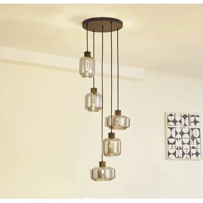 Lindby Hildur Lampa wisząca - Szklane dymne - 35cm Lindby Hildur Lampa wisząca - Szklane dymne - 35cm