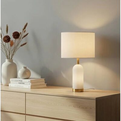 Lindby Alabaster Table Lamp - Textile Shade, White Textured - Table Lamp Lindby Alabaster Table Lamp - Textile Shade, White Textured - Table Lamp