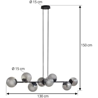 Lindby Isamer Czarna Lampa wisząca - Metal, 130cm Lindby Isamer Czarna Lampa wisząca - Metal, 130cm